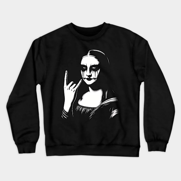 Blackened Mona Lisa Crewneck Sweatshirt by MetalByte